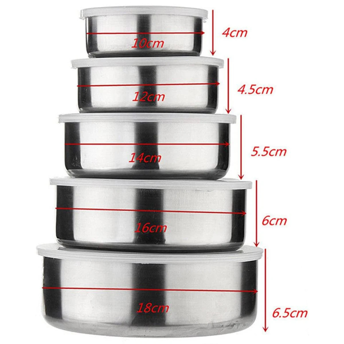 Set di ciotole per insalata da 5 pezzi Set di ciotole per zuppa multiuso in acciaio inossidabile 5 dimensioni Ciotole per nidificazione per cucina Cottura Cottura Conservazione degli alimenti