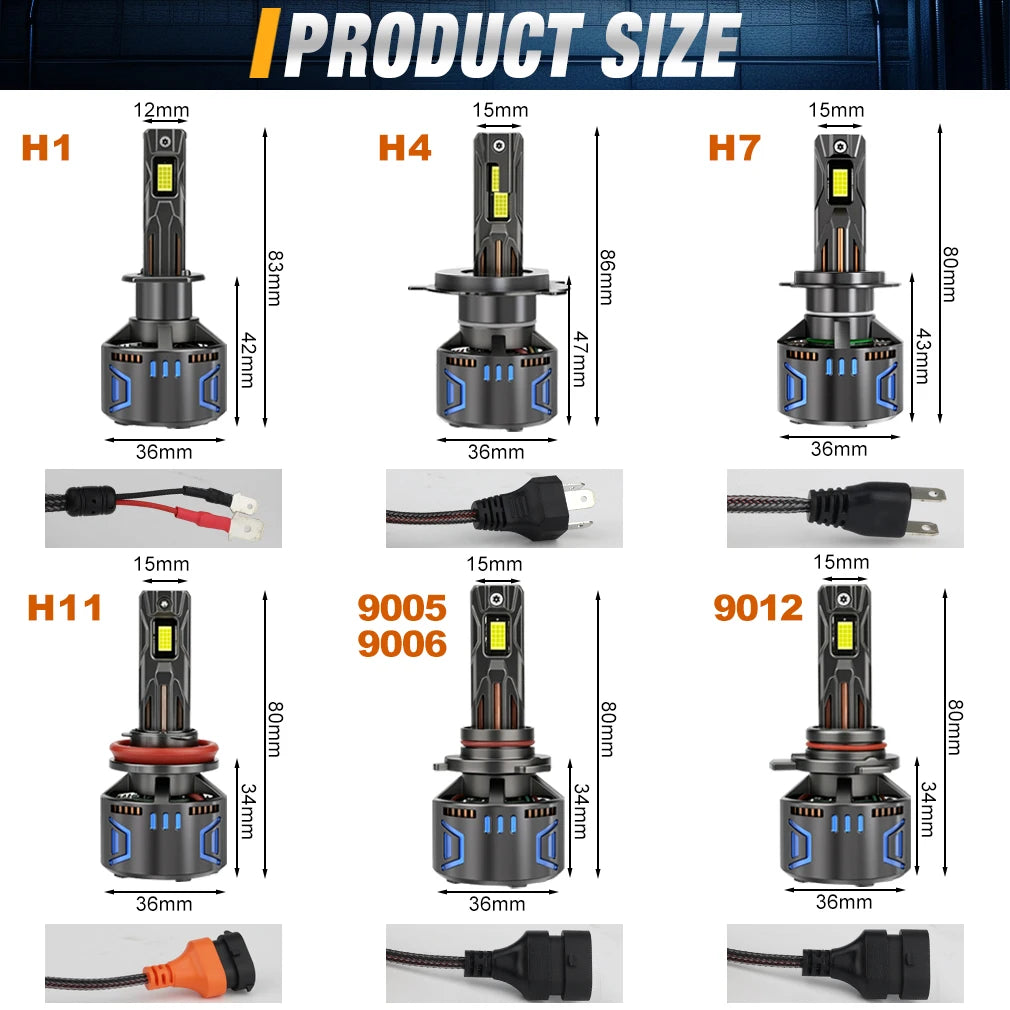 XSTORM H7 Lampadine LED per Fari H1 H4 H11 9005 9006 9012 Luci LED Canbus 80000LM 400W Fari Auto con Ventola Turbo 6000K