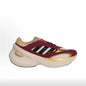 Scarpe sportive da corsa casual Adidas, modello «dad shoes» con suola spessa, in rosso vino e oro, stile retrò, che slanciano la figura, KI7013.