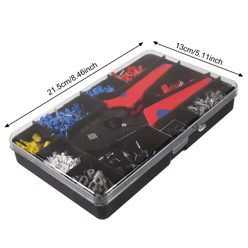 1200 pezzi di terminali a crimpare tubolari VE + scatola di serraggio HSC86-4, connettore per apparecchiature elettriche, terminale per connessione di cavi