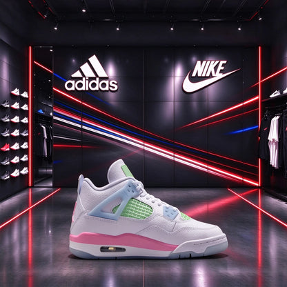 Scarpe da basket Nike White Color-Blocked Macaron, modello medio, in colori pastello rosa, blu e verde, ideali per il tempo libero, IB7068-100.