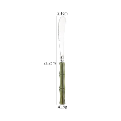 Nuovi posate in resina stile bambù 18/10 in acciaio inossidabile 304 posate classiche set di stoviglie argento blu verde crema trasporto di goccia