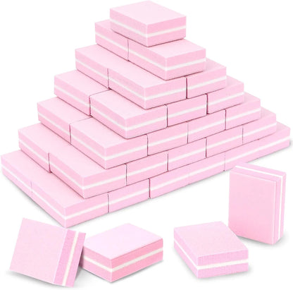 50 pezzi di lime per unghie usa e getta Zebra grana 100/180 e 50 pezzi rosa mini blocchi tamponi per unghie per la cura delle unghie