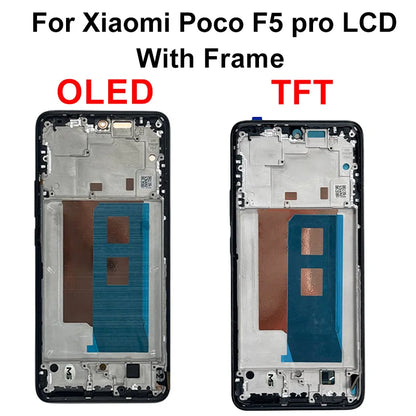AAA-- Schermo LCD con tecnologia OLED per Xiaomi Poco F5 Pro, display e digitalizzatore touch screen 23049PCD8G, ricambi per Poco F5 LCD 23013PC75G.