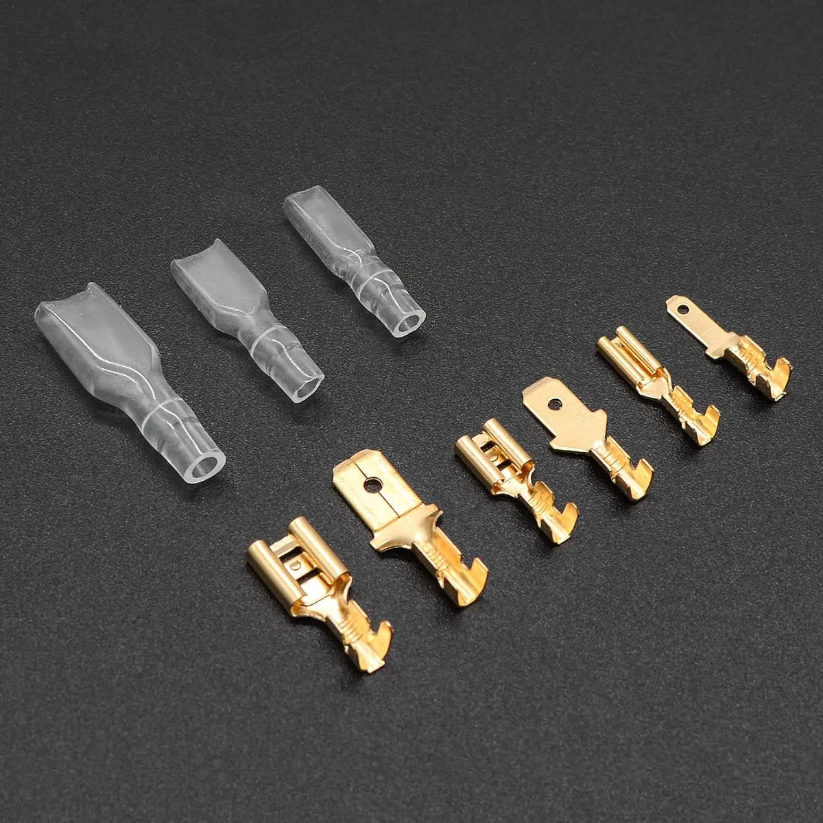 Set di terminali a crimpare per cavi da 2,8/4,8/6,3 mm, connettori a spina maschio e femmina in rame con manicotto isolante, scatola per connettori elettrici