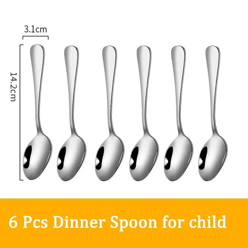 Set di posate da 24 pezzi in acciaio inossidabile, set di stoviglie, cucchiaio e forchetta, coltello, forchetta, cucchiaio da dessert, cucchiaio da tè