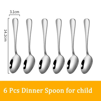 Set di posate da 24 pezzi in acciaio inossidabile, set di stoviglie, cucchiaio e forchetta, coltello, forchetta, cucchiaio da dessert, cucchiaio da tè