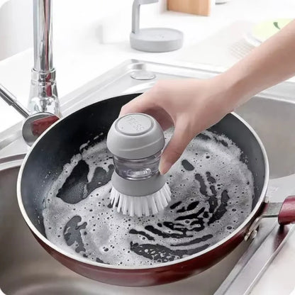 Spazzola per piatti con dispenser di sapone Spazzola per palme Lavaggio dei piatti Spazzole per scrub da cucina con supporto Vassoio antigoccia