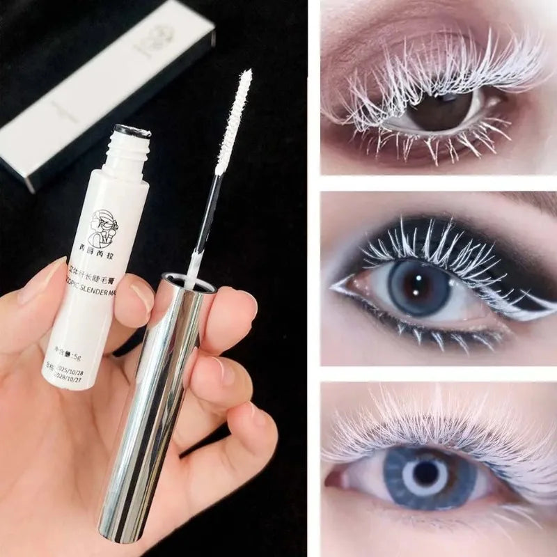 Mascara Bianco Impermeabile a Lunga Durata, Asciugatura Rapida, Volumizzante e Curvante, per Extension Ciglia e Tinta Sopracciglia, Trucco Natalizio e per Spettacoli COS