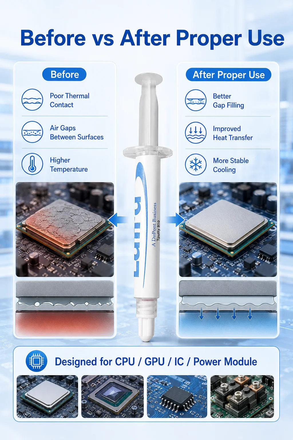 Laird Tputty 910 Thermal Putty 9.1W/mK Pasta Termica Monocomponente Liquida per CPU GPU IC Server Elettronica 3g 5g 10g 20g