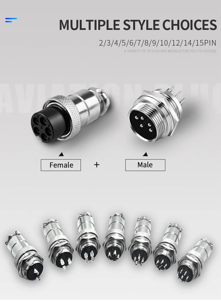 5/10/100Set GX12 GX16 GX20 Connettore aeronautico 2 3 4 5 6 7 8 9 10 12 14 15 Pin Maschio Femmina Cavo di aggancio Aviatore Presa di corrente