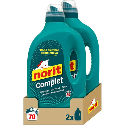 Norit Complet - Detersivo liquido per tutti i vestiti Confezione da 2 x 1,75 L - Massima pulizia e luminosità per vestiti impeccabili - Cura e ammorbidisce i tessuti 【ROW】
