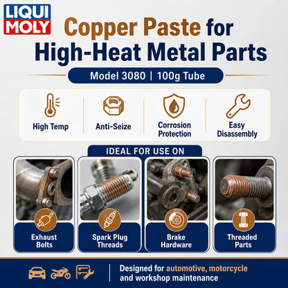 LIQUI MOLY 3080 Pasta di Rame 100g, Grasso Lubrificante Antiaderente ad Alta Temperatura per Bulloni di Scarico, Filettature di Candele, Parti del Freno