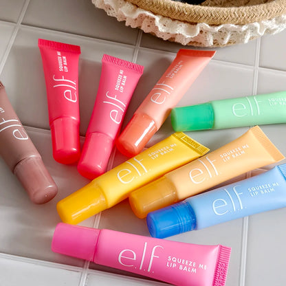 Balsamo labbra alla frutta Elf, nuovo, balsamo labbra e guance a doppio uso, fard liquido in polvere, fondotinta liquido satinato e primer verde e rosa, cosmetici