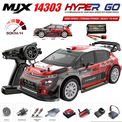 MJX HYPER GO 1/14 14304 14303 60KM/H Auto da Corsa RC Fuoristrada ad Alta Velocità con Trazione Integrale e Motore Brushless 2.4G, Regalo per Ragazzi
