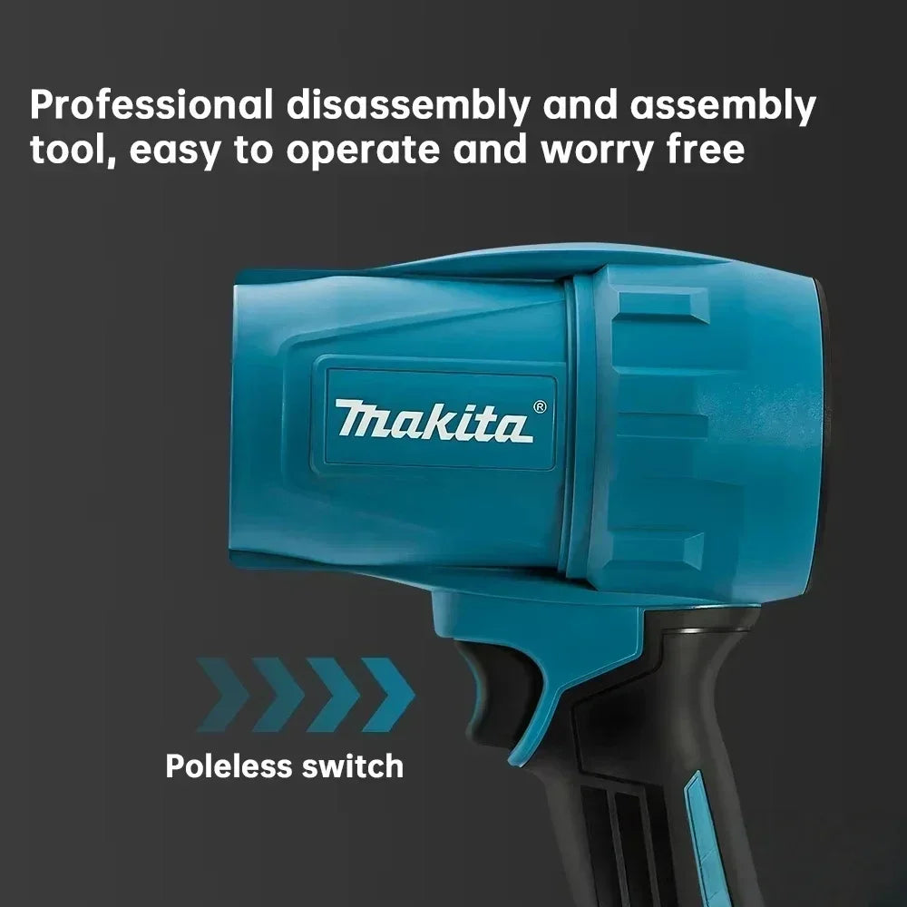 Soffiatore ad alta potenza Makita M306, 1080 W, con elevata capacità di asciugatura, ideale per lavare auto e rimuovere l'acqua dalle superfici.