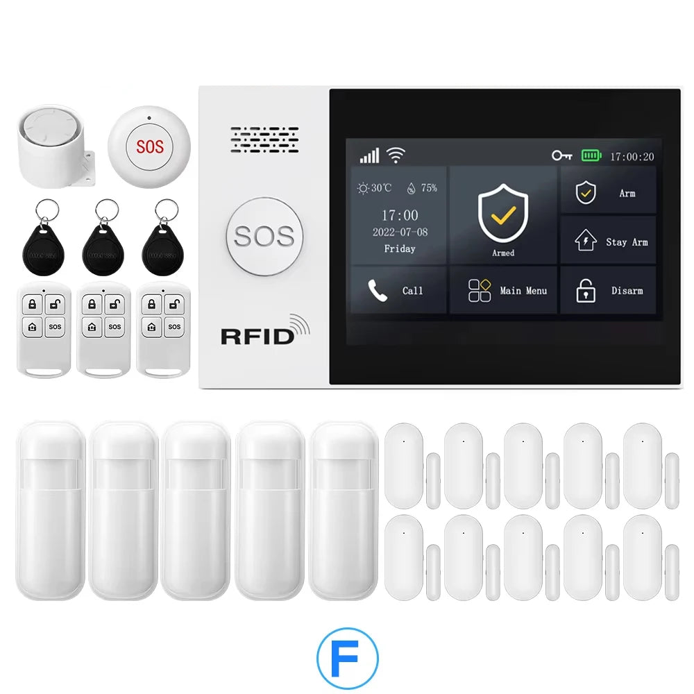 Allarme GSM WiFi compatibile con l'app Tuya Smart Life, rilevatore di intrusioni wireless per casa, garage, ufficio, negozio, protezione con avvisi in tempo reale.