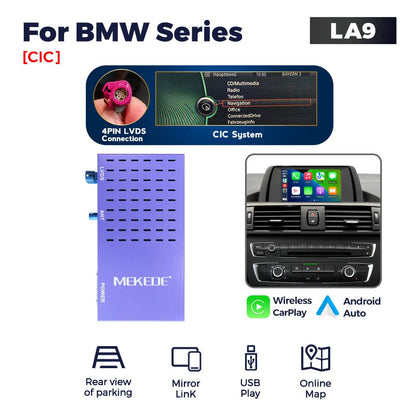MEKEDE Modulo BOX DSP HiFi con mirroring, CarPlay wireless, Android Auto, AirPlay, Autolink per BMW F20 F21 F30 F31 F34 F07 F10 F11 F01 F2 F25 E60 E61 E81 E82 E84 E87 E88 E89 E90 E91 E92 E93 E70 E71 Sistema CIC