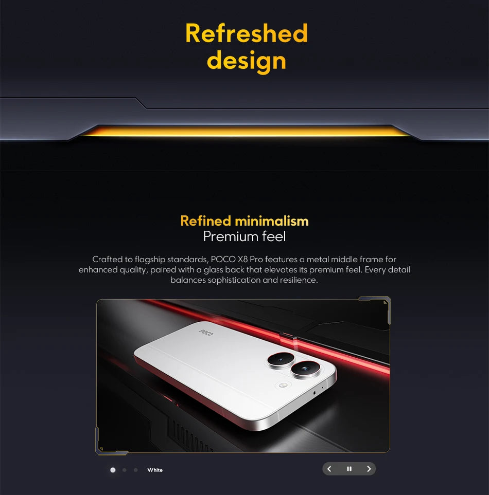 POCO X8 Pro, versione globale, smartphone con processore Dimensity 8500-Ultra, batteria da 6500 mAh, schermo AMOLED da 6,59" a 120 Hz, fotocamera da 50 MP, NFC, sistema operativo Android 16.