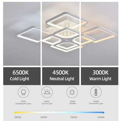 Lampadario LED IRALAN dal Design Quadrato per Camera da Letto e Soggiorno, Lampada da Soffitto Moderna per la Casa, Illuminazione a Soffitto in Bianco e Nero