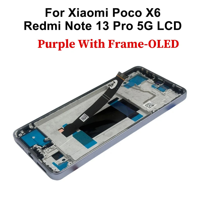 Display OLED per Xiaomi Poco X6, schermo LCD con digitalizzatore touch per Redmi Note 13 Pro 5G, modello 23122PCD1G, assemblaggio per Poco X6 Pro, display LCD K70E.