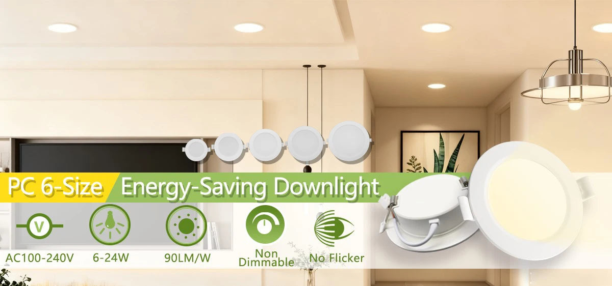 Faretto da incasso a LED da 2 pezzi AC120V 220V Faretto da incasso a soffitto rotondo 6000K Camera da letto interna per illuminazione domestica Lampada spot a LED