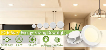 Faretto da incasso a LED da 2 pezzi AC120V 220V Faretto da incasso a soffitto rotondo 6000K Camera da letto interna per illuminazione domestica Lampada spot a LED
