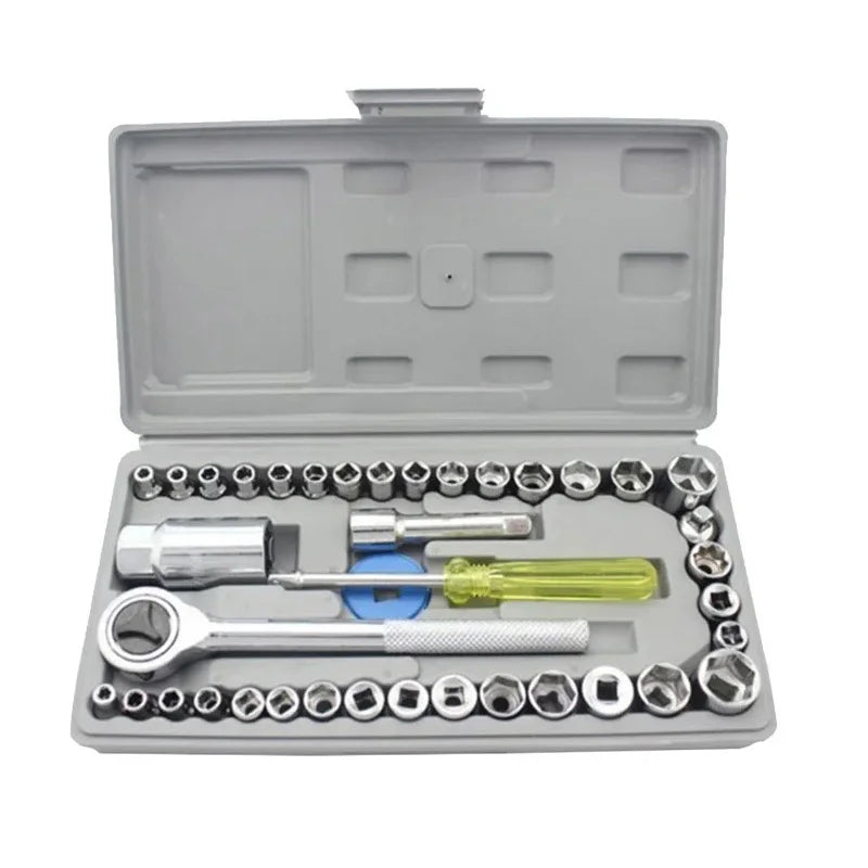Set di Chiavi a Bussola da 1/4 di Pollice, 40 Pezzi, Kit con Cricchetto, Set Professionale per Riparazione Auto, Kit di Manutenzione Domestica