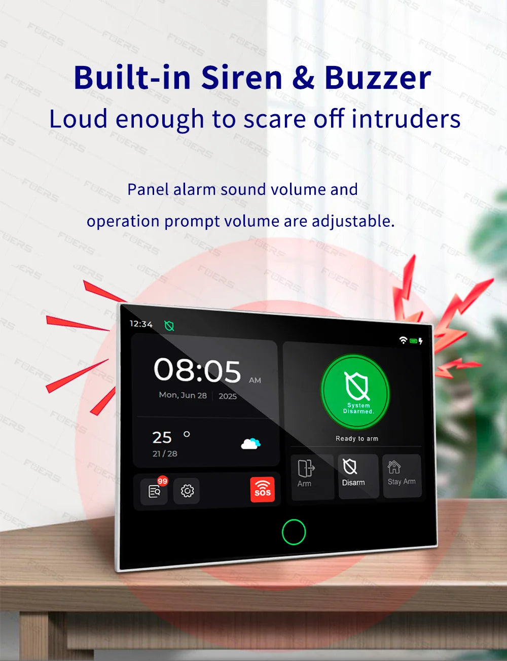 FUERS Sistema di Allarme Domestico 4G con Schermo TFT da 7 Pollici G70 Sistema di Allarme Antifurto Wireless GSM WiFi Compatibile con Tuya Smart
