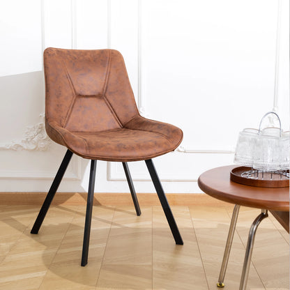 Set di 2 sedie da pranzo moderne in ecopelle con gambe in metallo marrone, per ufficio/soggiorno, 75 × 45 × 57 cm