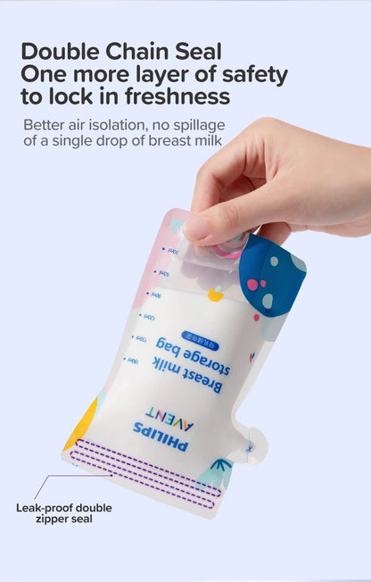 Avent Borsa per la conservazione del latte materno Borse per la conservazione del latte da 200 ml Allattamento al seno per la refrigerazione e la conservazione del latte materno, 30 pezzi