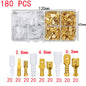 Confezione da 180 pezzi, terminale a crimpare oro/argento, aggancio maschio e femmina 2,8/4,8/6,3 mm, connettore cavo, terminali elettrici