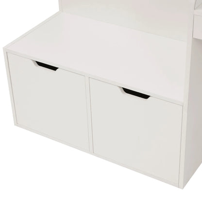 KOMHTOM Letto per bambini letto singolo 90x200 cm Bianco scrivania e cassetti letto contenitore senza materasso