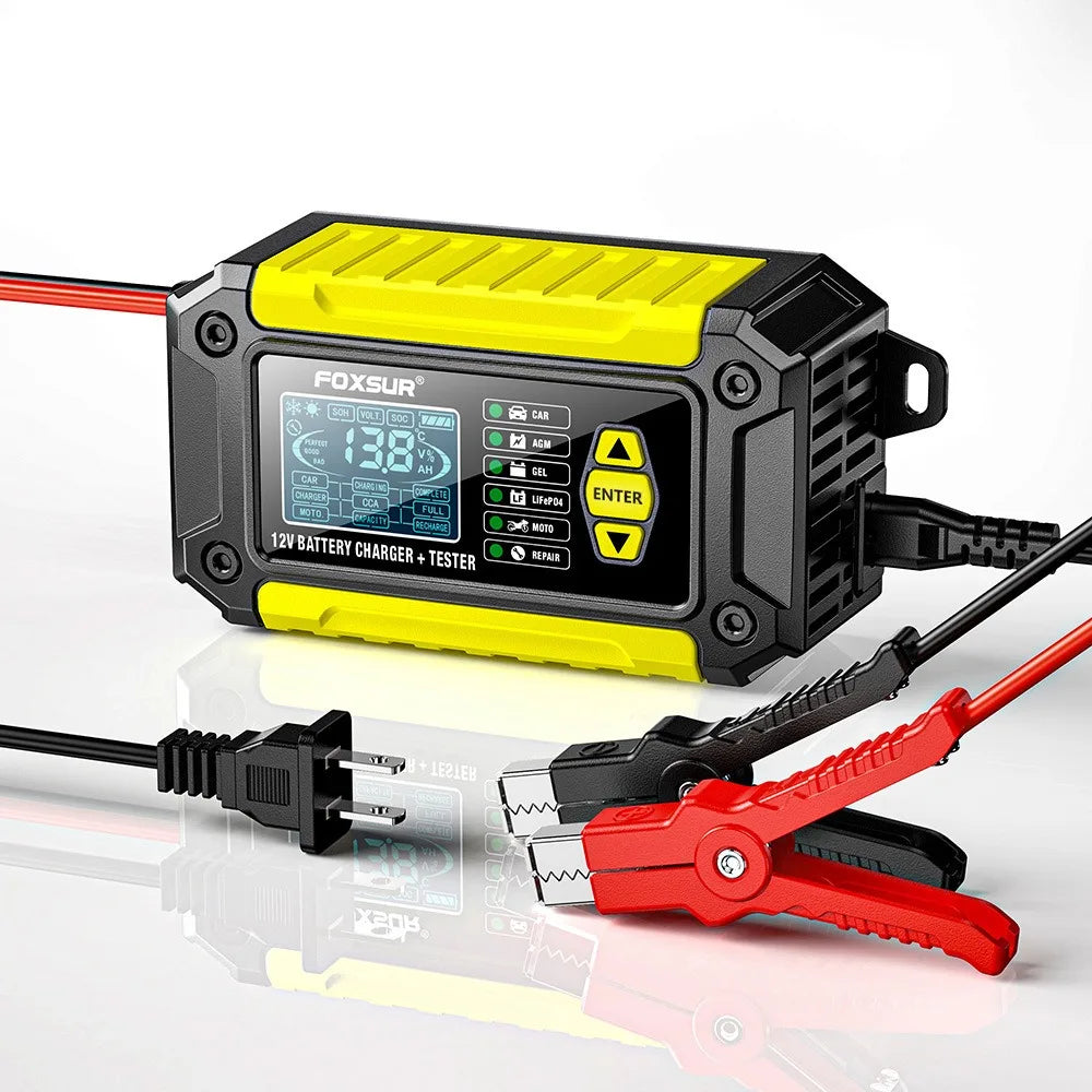 Nuovo 2in1 Smart Caricabatteria per auto Tester del sistema Analizzatore batteria per auto moto per batterie al litio LiFePo4 al piombo acido AGM GEL