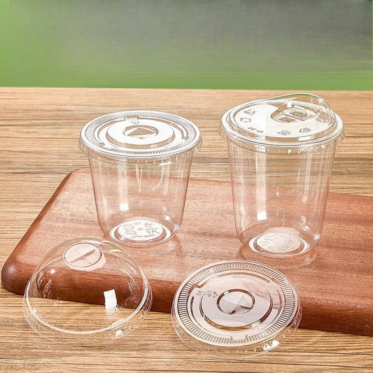 Tazza di plastica monouso per bevande fredde a forma di U, calibro 90, materiale PET, tazze da caffè trasparenti con coperchio, bicchiere da tè al latte sigillato