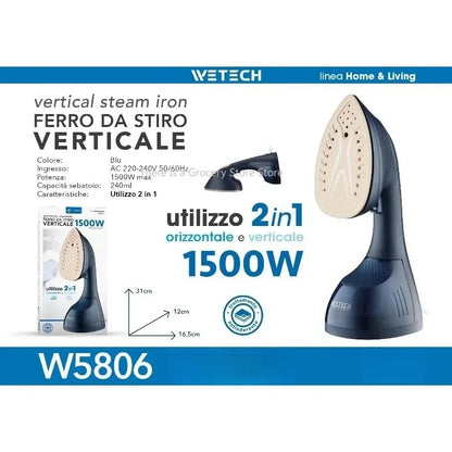 Ferro da stiro elettrico a vapore WETECH, serie W5801‑W5806, potenza massima 1200‑2200W, ideale per la stiratura dei capi, con funzione di autopulizia, controllo del vapore regolabile, piastra in acciaio/ceramica/antisciv