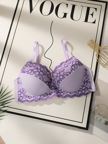 Intimo oversize da donna con mezza tazza raccolto design ricamato a fiori anti-cedimento adatto per donne grassocce 90D-110D B2510