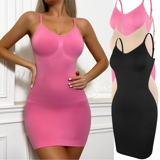 Abito con bretelle Shaper Donna Nuovo abito slim fit Sexy controllo della pancia Sottovesti completi Shaper per il corpo traspirante Slim S-3XL Taglie forti