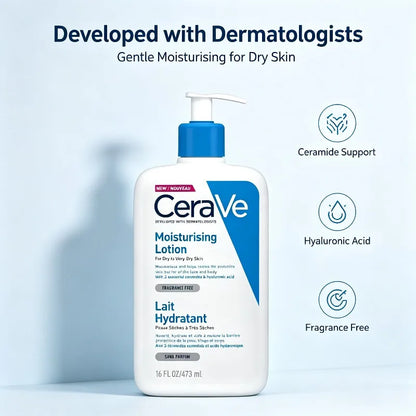 CeraVe, lozione per il corpo in confezione grande da 473 ml, latte idratante multiuso per la pelle secca di viso e corpo.