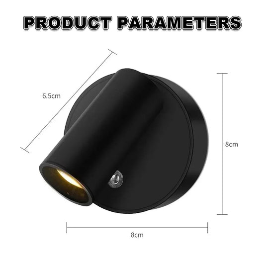 Lampada da parete a LED wireless ricaricabile tramite USB Lampada senza fili Faretto dimmerabile touch magnetico per lettura sul comodino della camera da letto Tipo-C