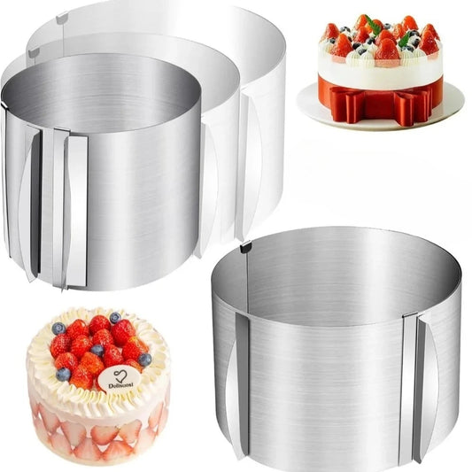 Stampo circolare per anello per mousse telescopico regolabile in acciaio inossidabile da 6-20 cm antiruggine con anelli per torta rotondi in scala Strumento di cottura riutilizzabile