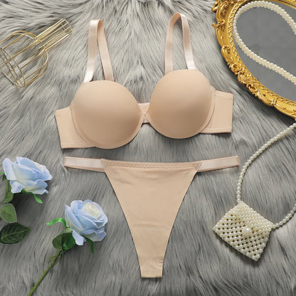 Adatto per reggiseno ispessente per seni piccoli Sexy    Reggiseni push up in due pezzi con ferretto  Set lingerie da donna B2051