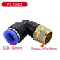 Set di 5 connettori pneumatici a gomito con filettatura maschio da 1/8', 1/4', 3/8', 1/2' per tubi dell'aria da 4/6/8/10/12 mm