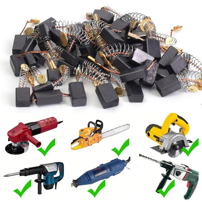 Kit di Riparazione con 100/50x Spazzole di Carbone, Parti di Ricambio per Utensili Elettrici, Adattamento Universale, Set Misto di Spazzole di Carbone