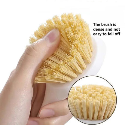 Set di 2 Spazzole per Piatti con Manico Lungo in Legno - Spazzole per Pulizia Pentole e Lavello, Non Graffiano, con Foro per Appendere