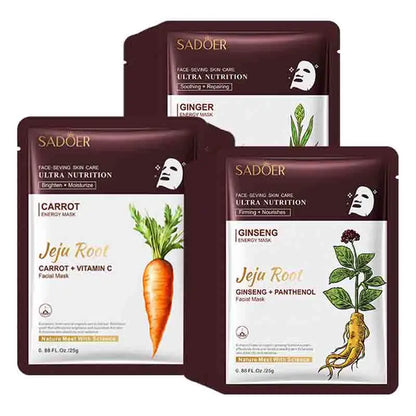 5 pz SADOER Radice di Pianta Maschera Per Il Viso Ginseng Sbiancamento Maschere Per Il Viso Idratante Rassodante Idratante Viso Copriletto Maschera Cura Della Pelle
