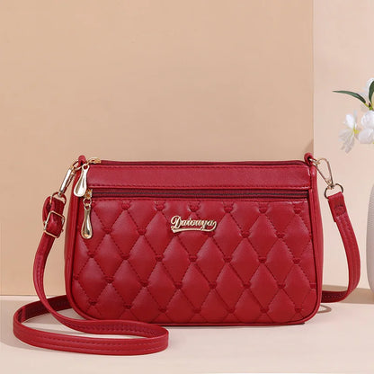 Borse a tracolla in pelle PU con cerniera borsa a tracolla nuova moda per donna borsa e borsette con filo da ricamo di grande capacità