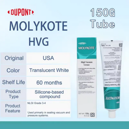 Grasso Siliconico Molykote HVG 150g Originale, Lubrificante per Alta Vuota per O-Ring e Valvole, Impermeabile e a Lunga Durata