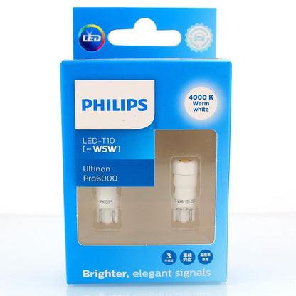Philips LED T10 W5W Ultinon Pro6000 4000K 6000K Bianco Luminoso Interni Auto Lampade Indicatori di direzione No Flash Sfarfallio Senza Errori