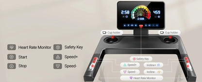 Tapis roulant pieghevole LONTEK L10 con inclinazione automatica del 20% e sensori di pulsazioni, 14 km/h. Questo tapis roulant compatto e pieghevole presenta un'inclinazione automatica del 20%, un motore silenzioso da 3,5 HP
